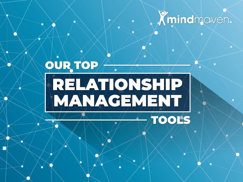 Our Top Relationship Management Tools Featured Image on Blue Background with White Connection Points