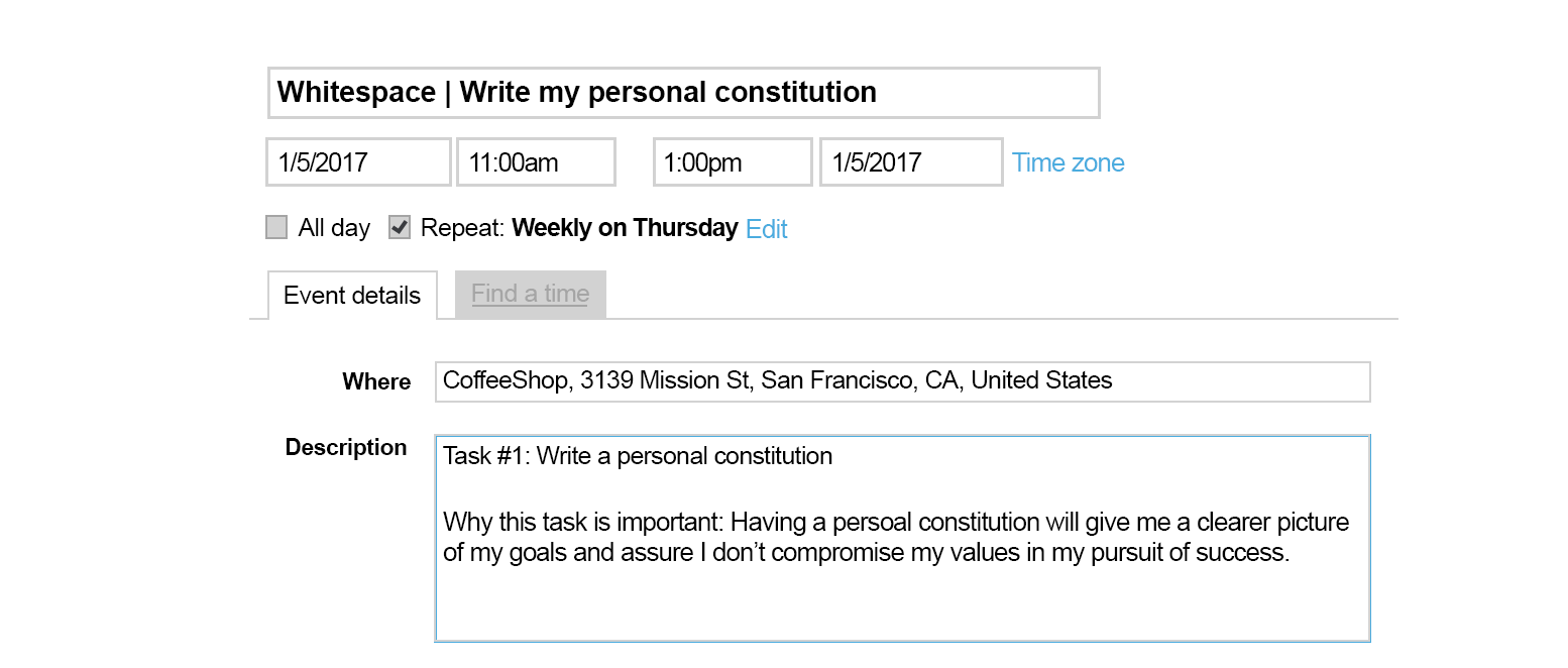 Write my personal constitution 