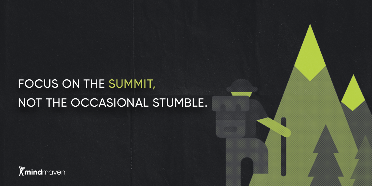 Focus on the summit, not the occasional stumble. 