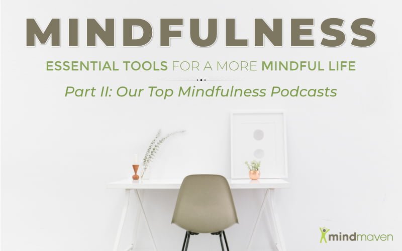desk and chair on a white background, representing the top mindfulness podcasts