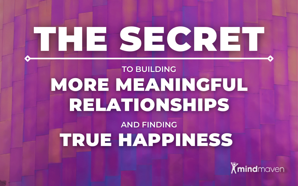 Graphic on the secret to building relationships with a pink and purple wall with colorful sections.