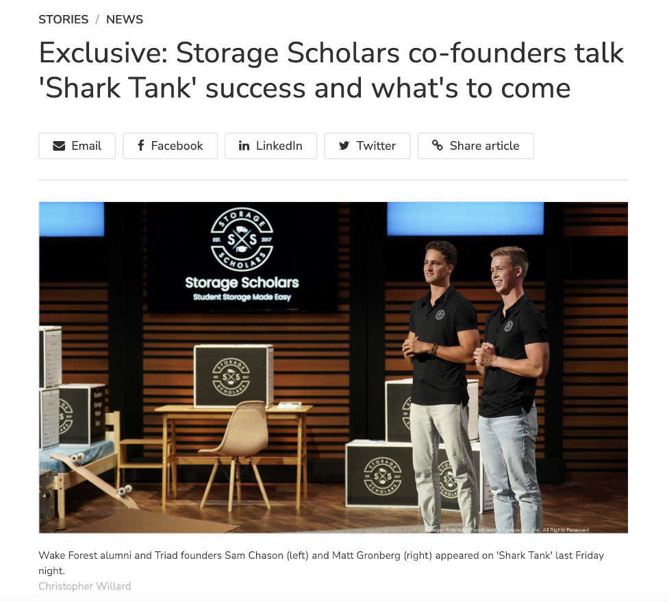 Storage Scholars founders on Shark Tank